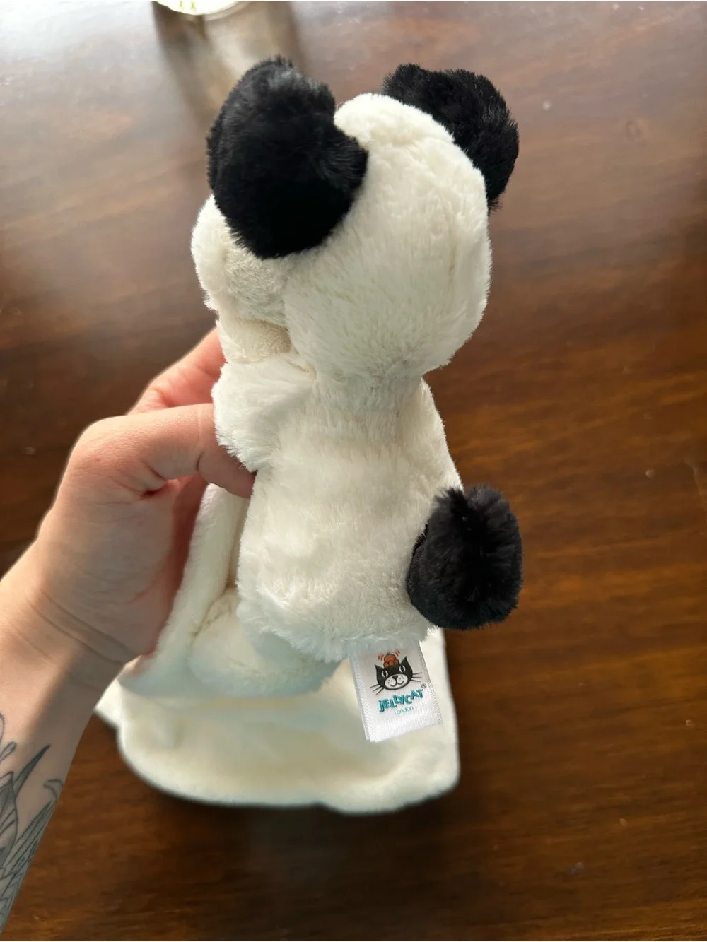 Jellycat Bashful Black & Cream Puppy Soother, a soft security blanket